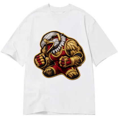 Embroidered patch design - WRESTLING EAGLE - fierce eagle with wrestling singlet - Classic T-shirt - White