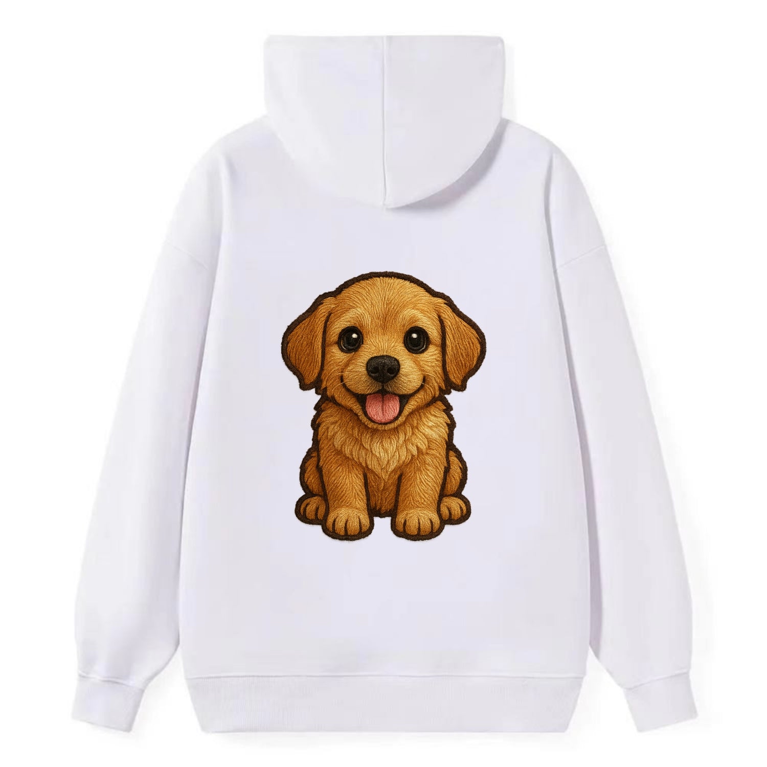 Baby Golden Retriever Puppy - fluffy golden fur, big brown eyes, pink - Classic Pullover Hoodie - White