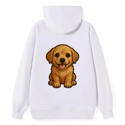 Baby Golden Retriever Puppy - fluffy golden fur, big brown eyes, pink - Classic Pullover Hoodie - White