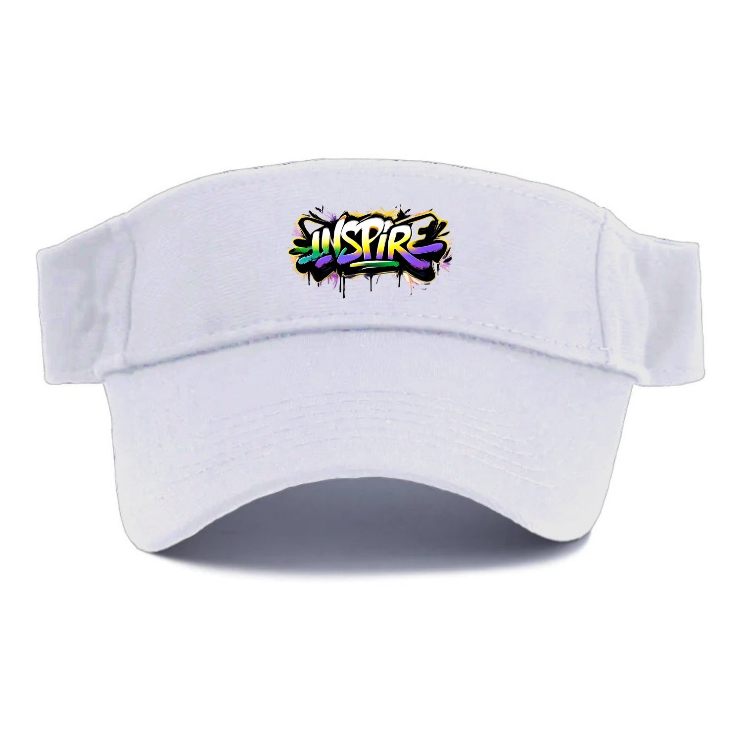 Bold typography design - "INSPIRE" - motivating others, being the spark - Visor - White