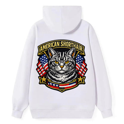 AMERICAN SHORTHAIR - classic american cat in silver tabby , all-American - Classic Pullover Hoodie - White