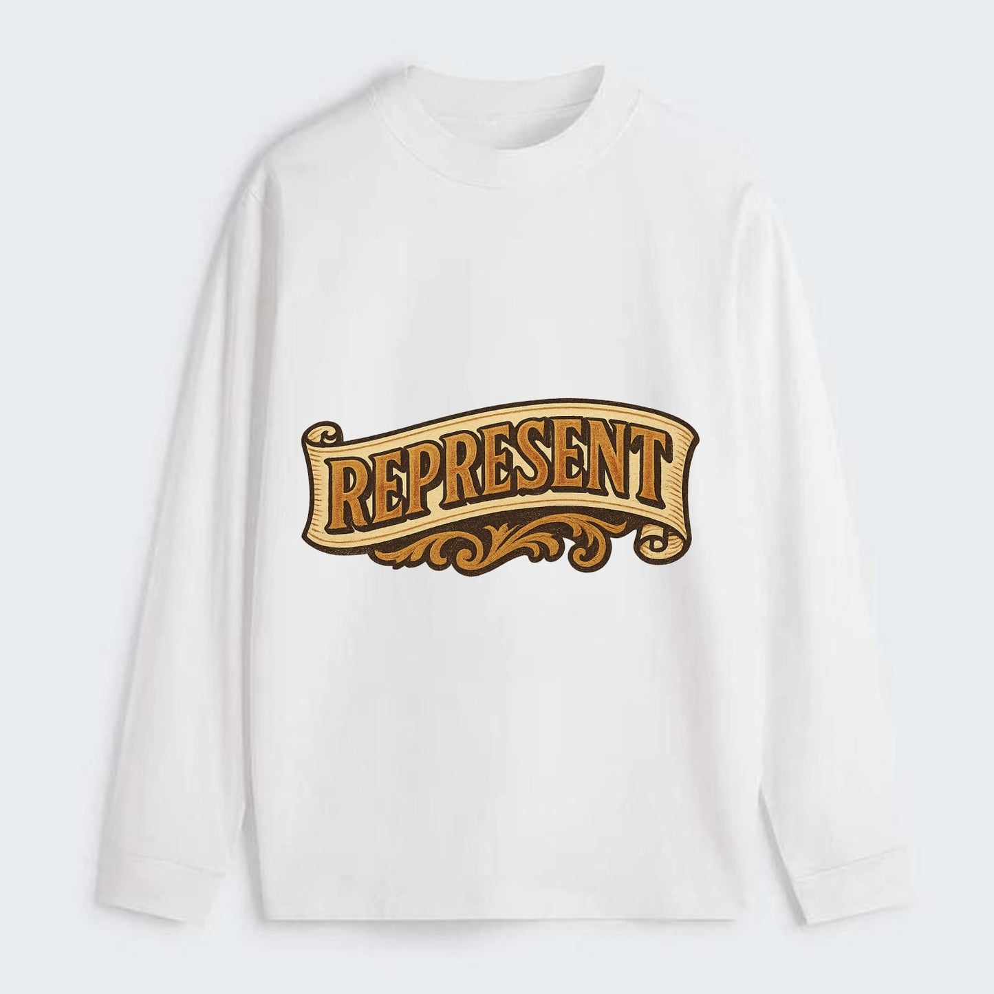 Bold typography design - "REPRESENT" - showing where you from - Classic Long Sleeve Shirt - White