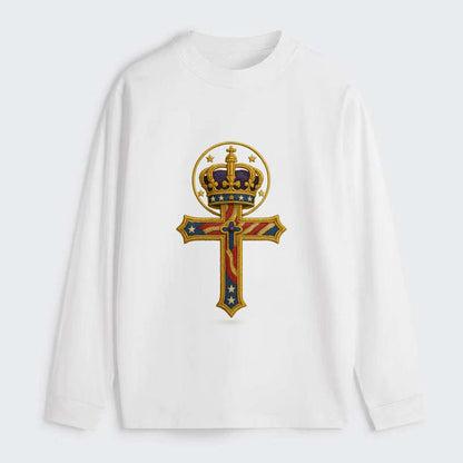 Cross and Crown  - Classic Long Sleeve Shirt - White