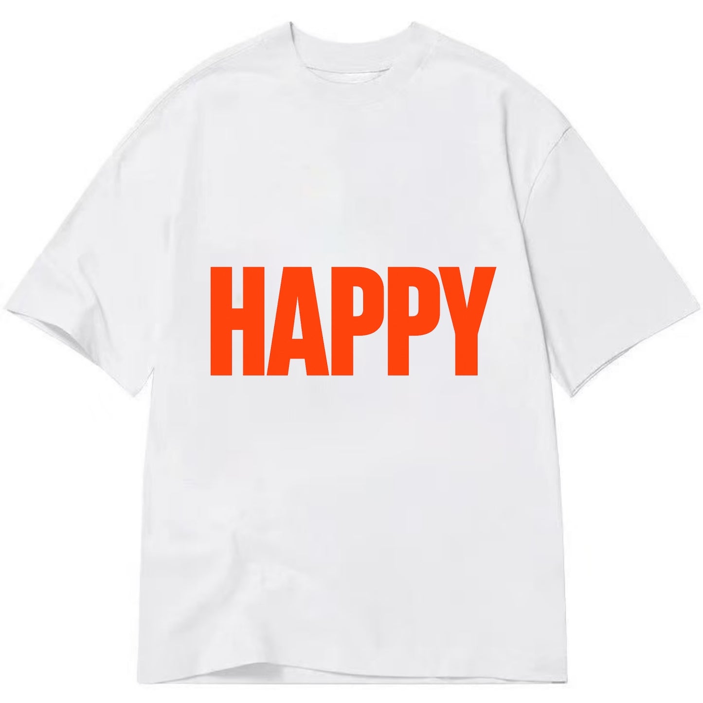 Bold typography design - "HAPPY" - joyful, content, pleased - Classic T-shirt - White