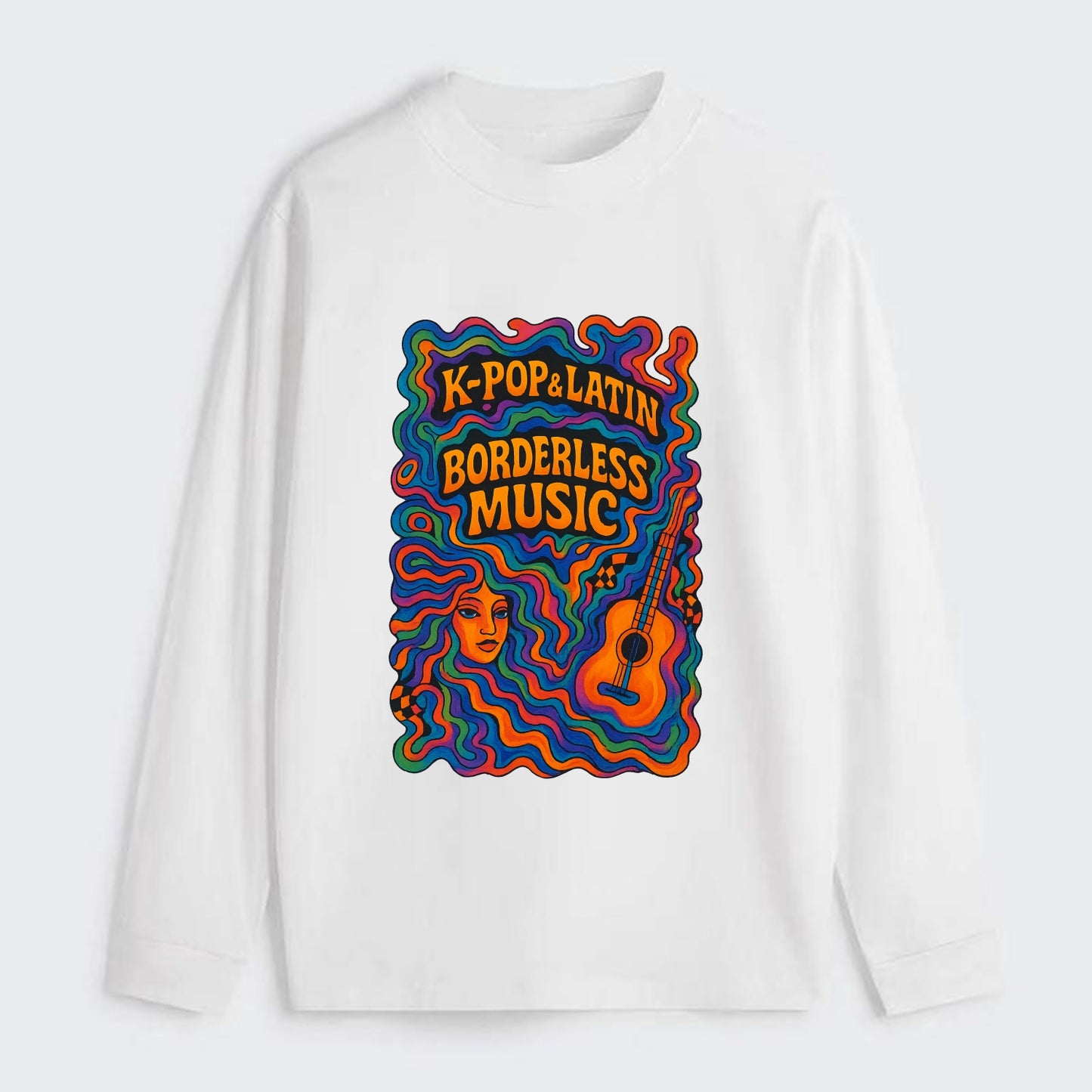 K-Pop and Latin fusion explosion - "Borderless Music" - cross-cultural - Classic Long Sleeve Shirt - White