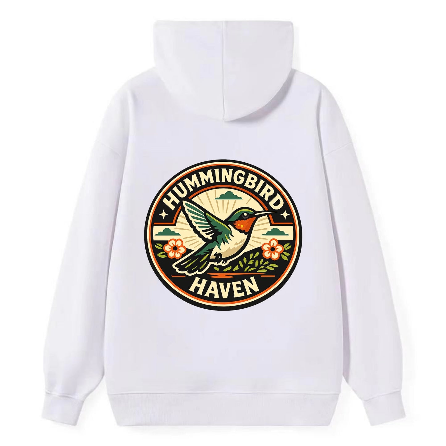 Hummingbird Sanctuary Emblem - Classic Pullover Hoodie - White