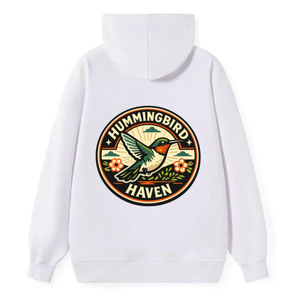 Hummingbird Sanctuary Emblem - Classic Pullover Hoodie - White