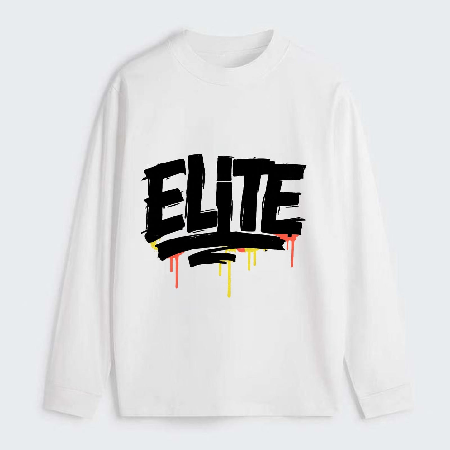 Bold typography design - "ELITE" - top tier, highest level - Classic Long Sleeve Shirt - White