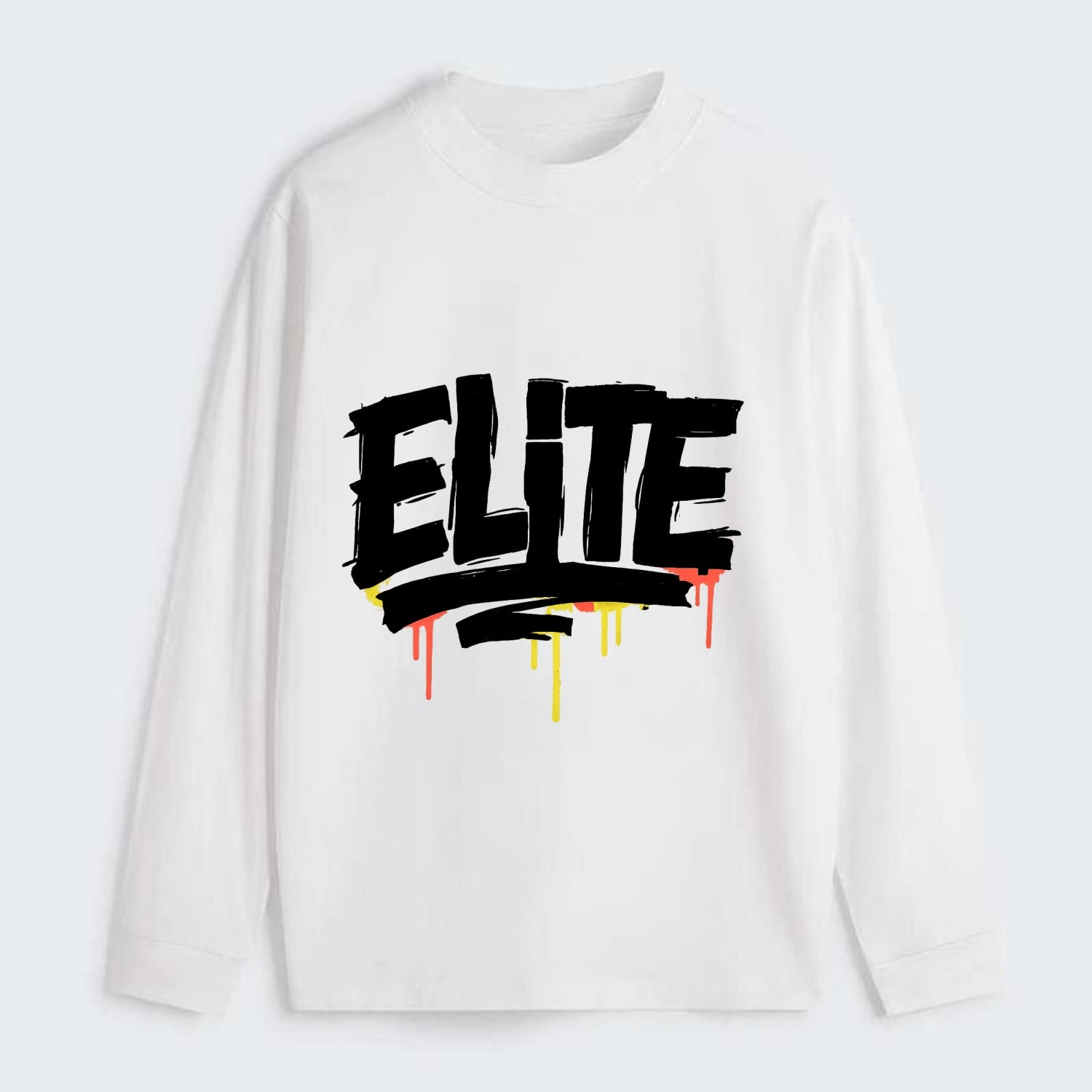 Bold typography design - "ELITE" - top tier, highest level - Classic Long Sleeve Shirt - White
