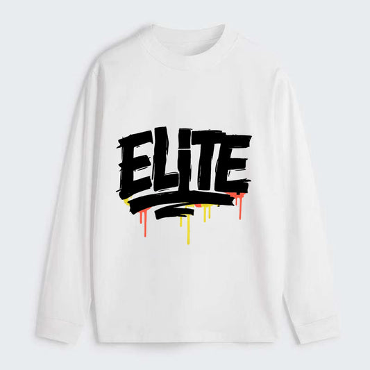 Bold typography design - "ELITE" - top tier, highest level - Classic Long Sleeve Shirt - White