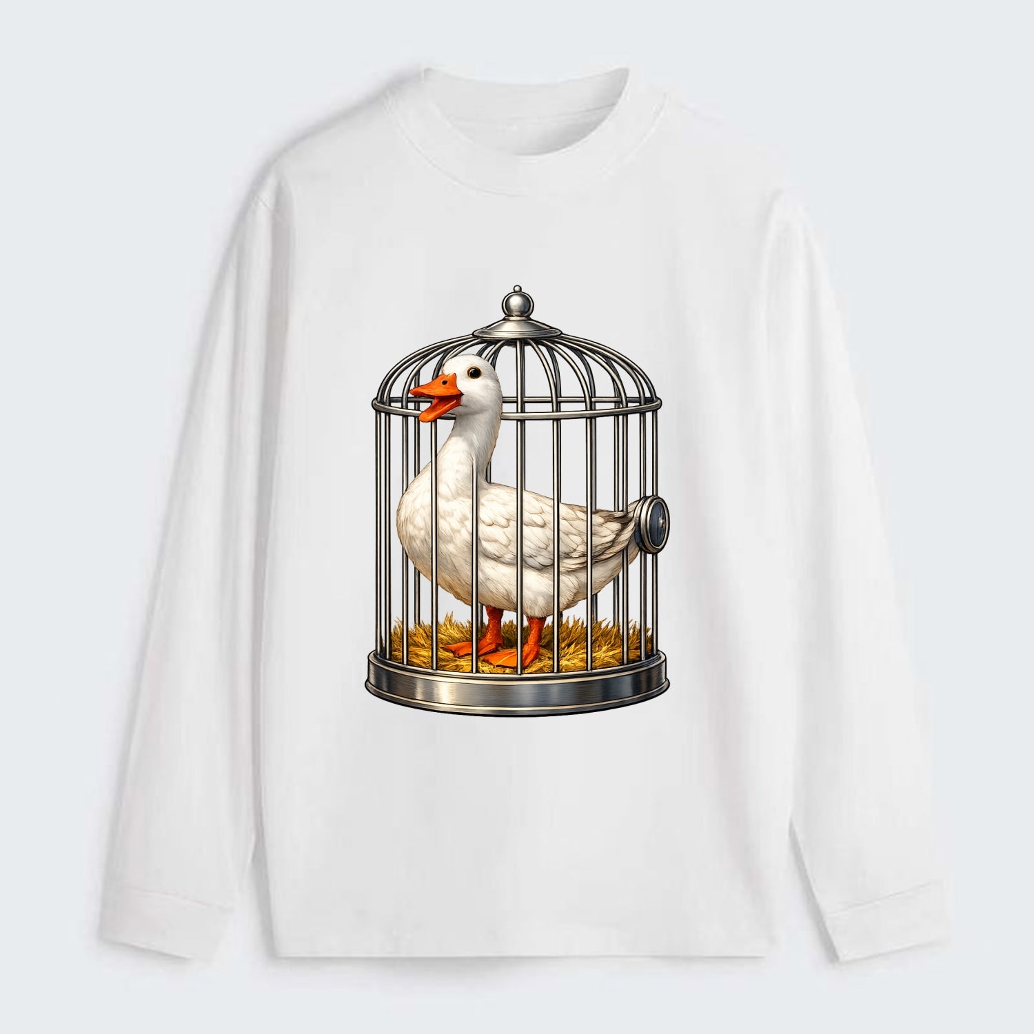 Duck In Cage - Classic Long Sleeve Shirt - White