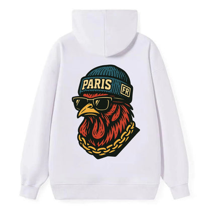 Paris Rooster - Classic Pullover Hoodie - White