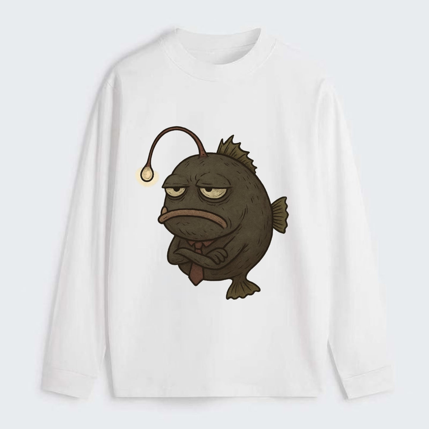 THE ANGLERFISH LURES DISAPPOINTMENT | Dark gray anglerfish with dim - Classic Long Sleeve Shirt - White