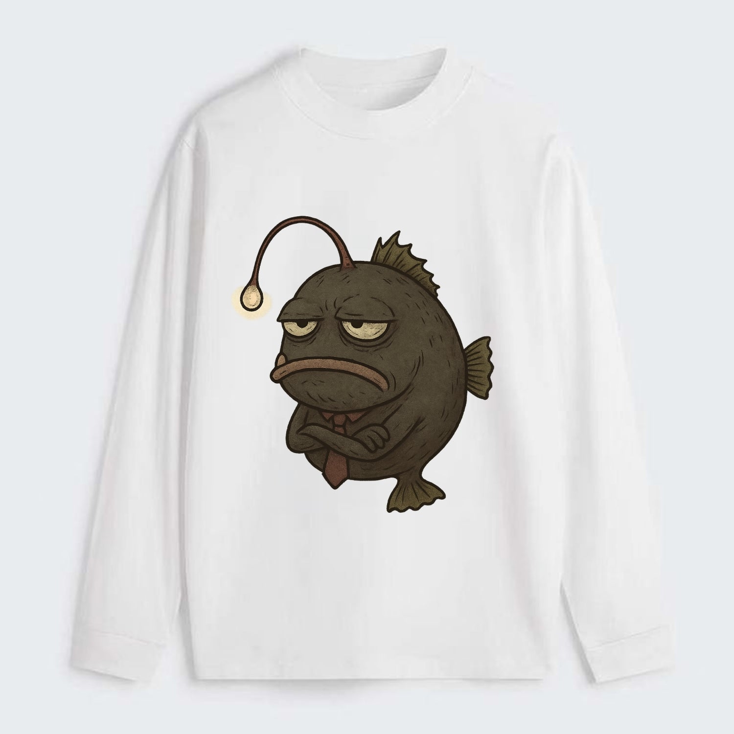 THE ANGLERFISH LURES DISAPPOINTMENT | Dark gray anglerfish with dim - Classic Long Sleeve Shirt - White