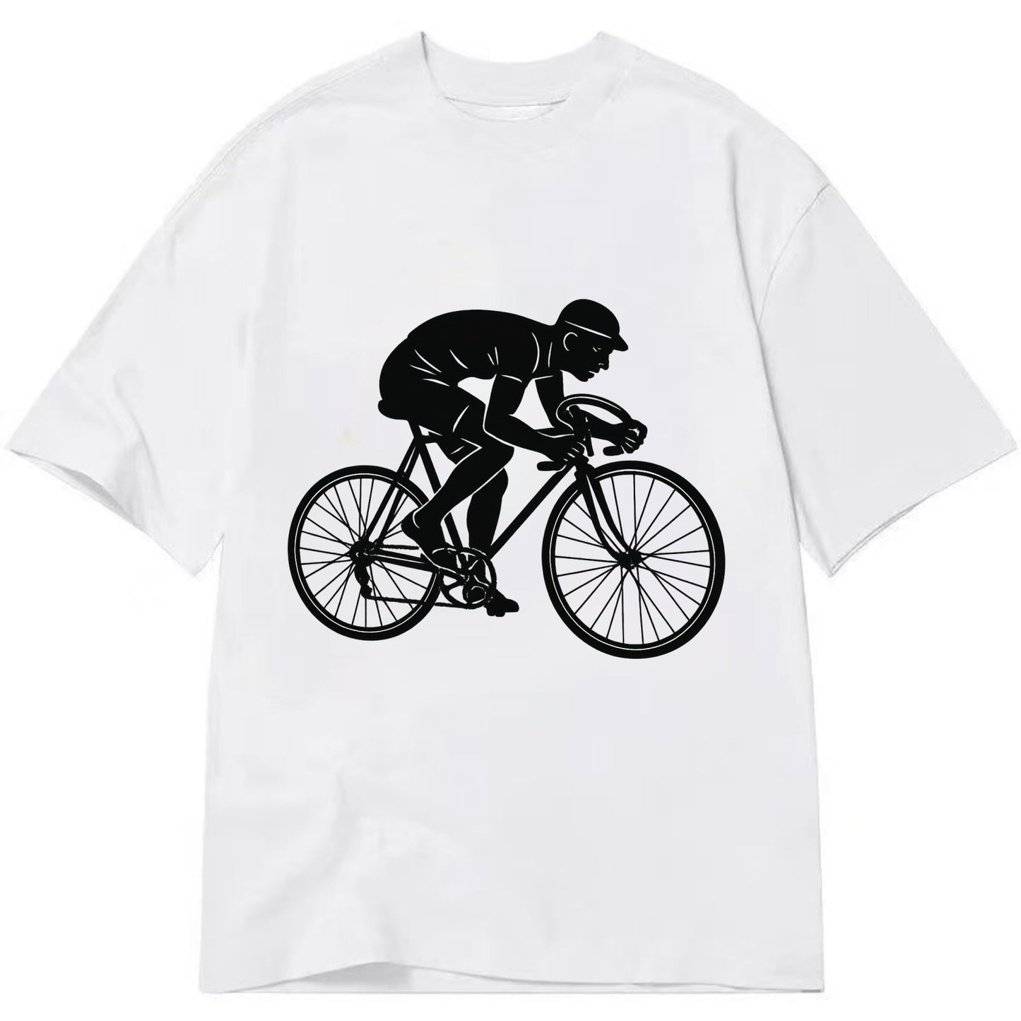 Cyclist sprinting in racing position - Classic T-shirt - White