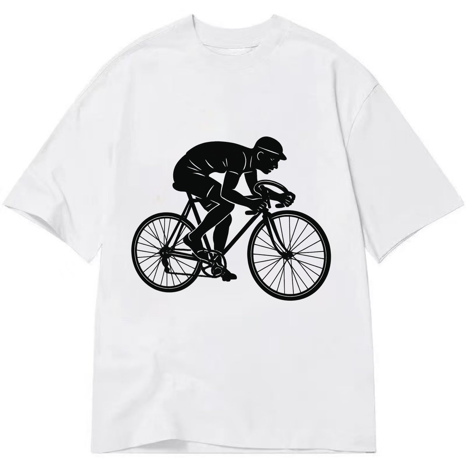 Cyclist sprinting in racing position - Classic T-shirt - White