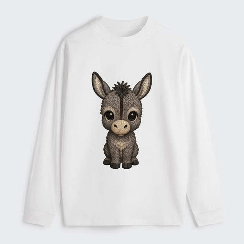 Baby Donkey Foal - gray fluffy, long ears, dark stripe, gentle eyes, - Classic Long Sleeve Shirt