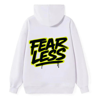 Bold typography design - "FEARLESS" - courage, bravery, facing challenges - Classic Pullover Hoodie - White