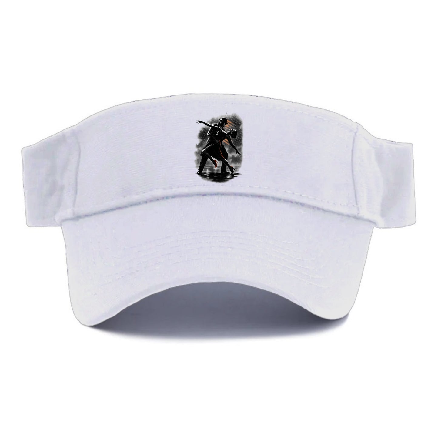 romantic dance pose with woman lifted in the air at lakeside - Visor - White