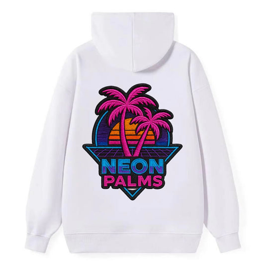 Neon Palms - Classic Pullover Hoodie - White