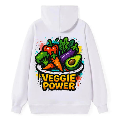 Colorful vegetables and plants on plate - plant-based lifestyle, veggie - Classic Pullover Hoodie - White