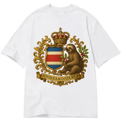 Costa Rica Sloth Emblem  - Classic T-shirt - White