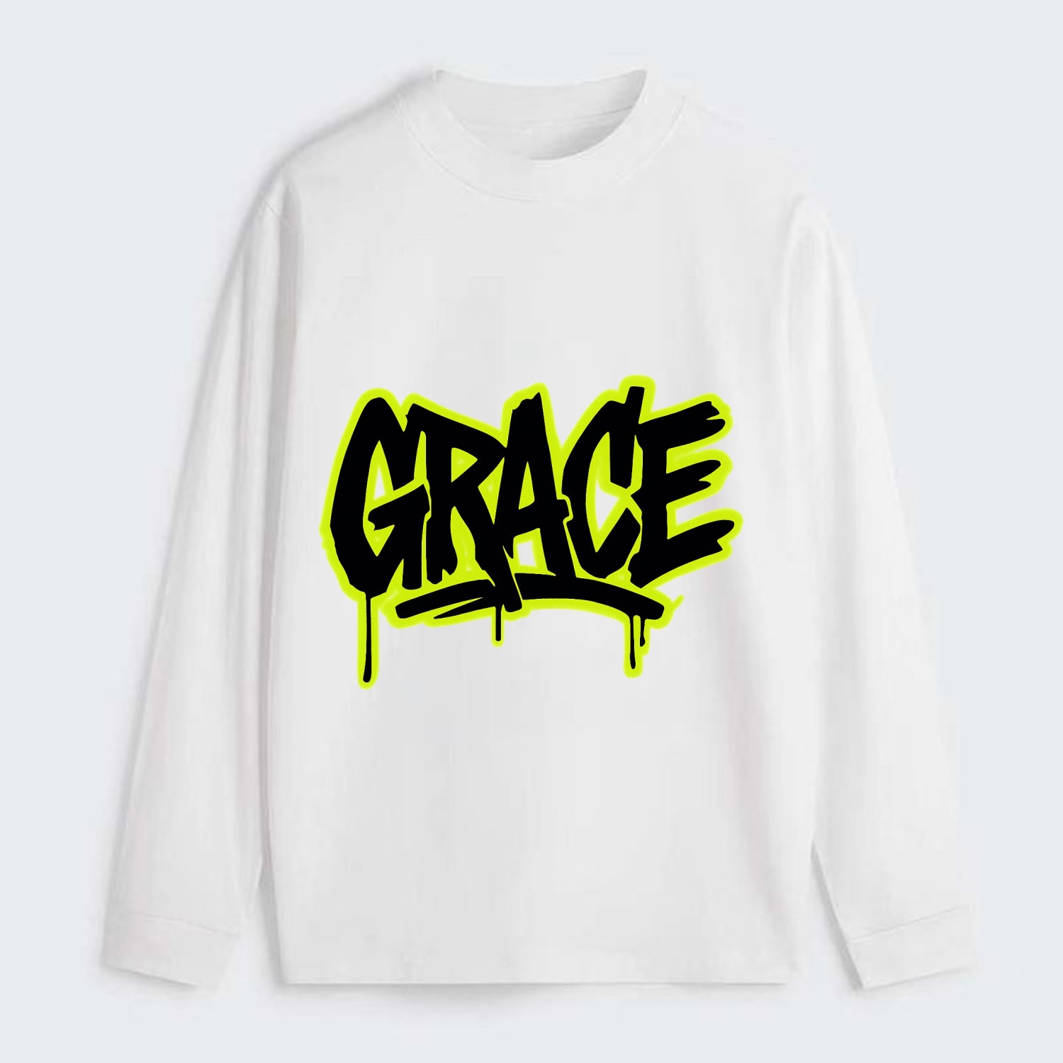 Bold typography design - "GRACE" - elegance under pressure, divine favor - Classic Long Sleeve Shirt - White