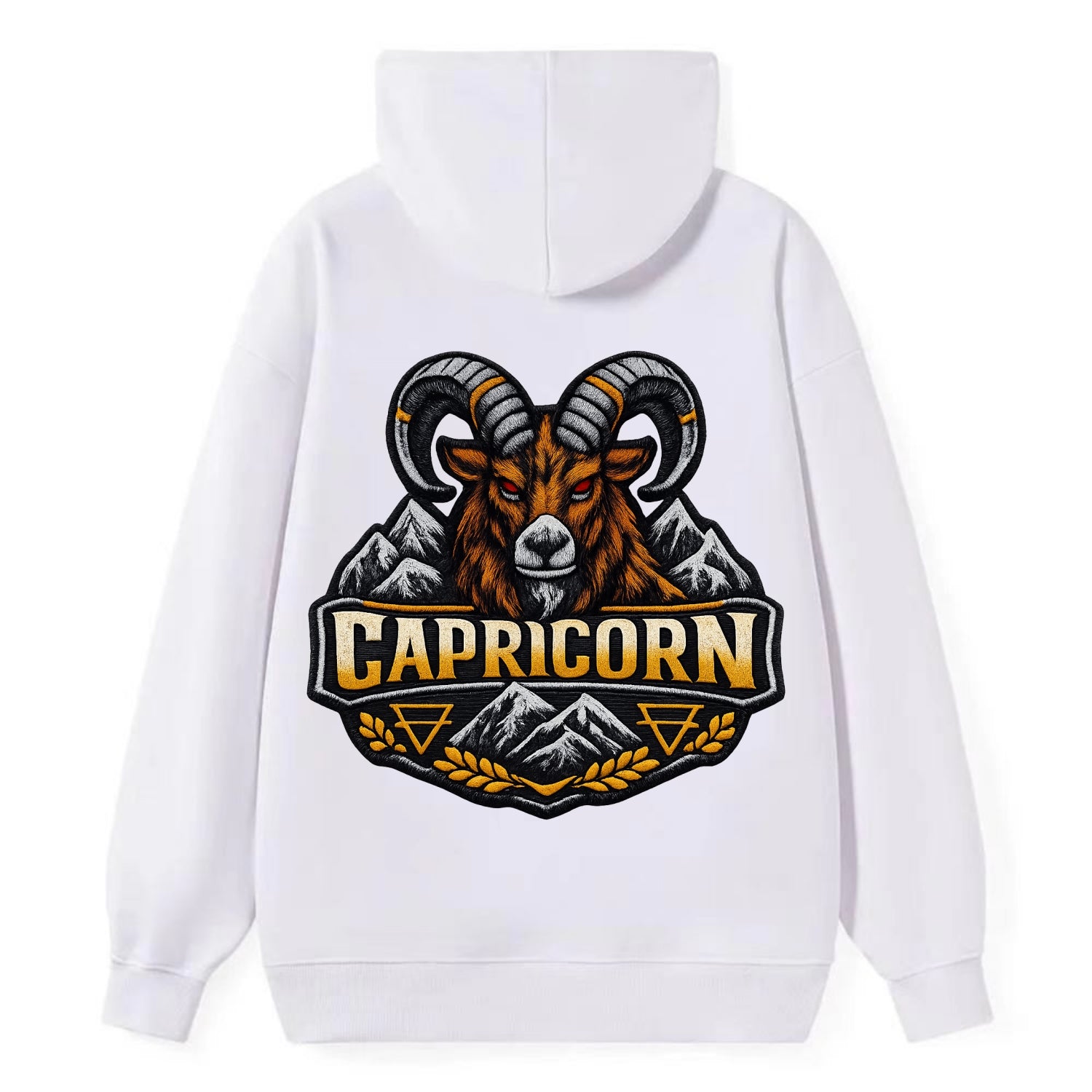 CAPRICORN GOAT - mountain goat in brown and gray , earth sign - Classic Pullover Hoodie - White