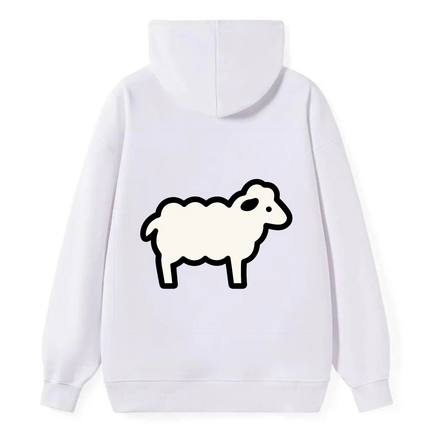 Sheep - White fluffy wool flat side profile - Classic Pullover Hoodie - White