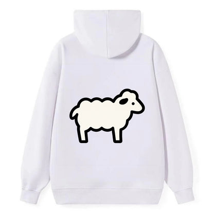 Sheep - White fluffy wool flat side profile - Classic Pullover Hoodie - White