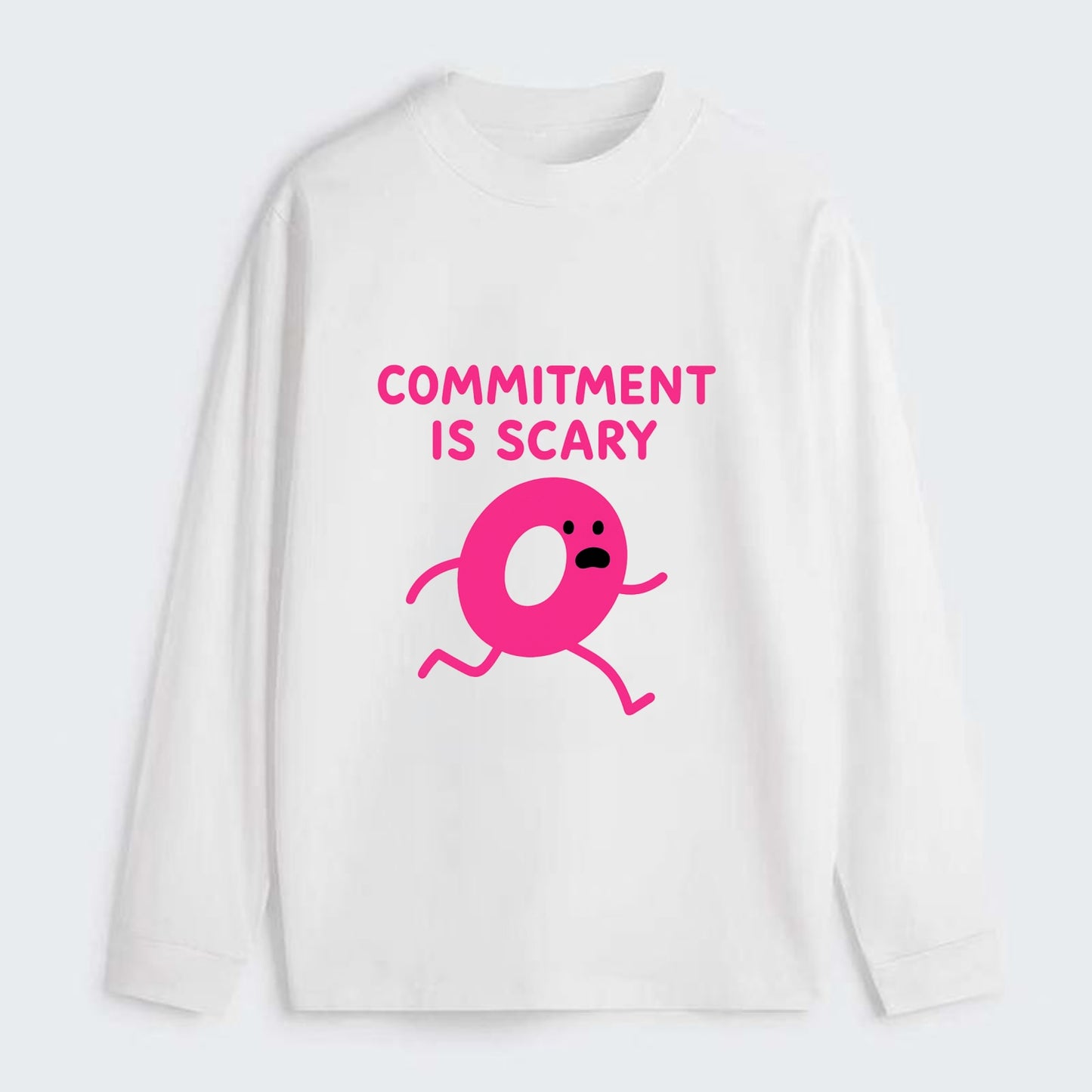 COMMITMENT IS SCARY | Terrified ring running away - Classic Long Sleeve Shirt - White
