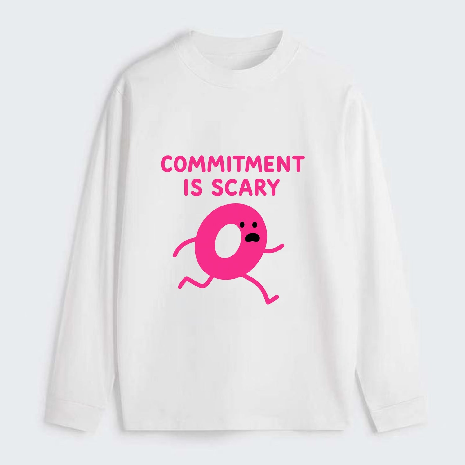 COMMITMENT IS SCARY | Terrified ring running away - Classic Long Sleeve Shirt - White