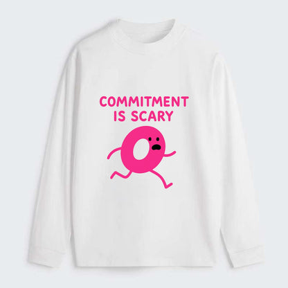 COMMITMENT IS SCARY | Terrified ring running away - Classic Long Sleeve Shirt - White
