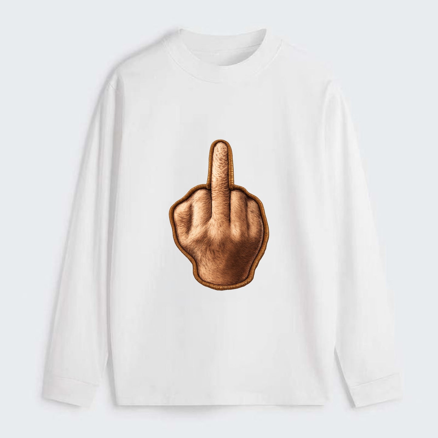 MIDDLE FINGER - hand gesture in skin tone , attitude - Classic Long Sleeve Shirt - White