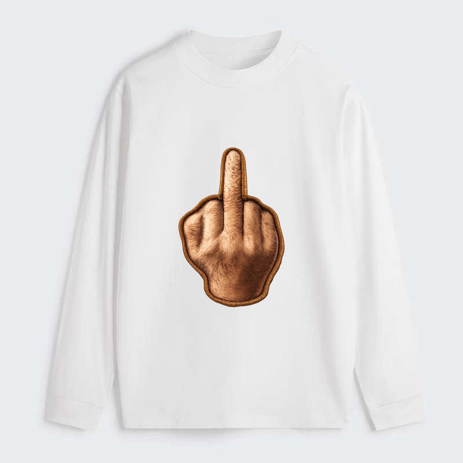MIDDLE FINGER - hand gesture in skin tone , attitude - Classic Long Sleeve Shirt - White