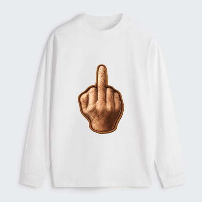MIDDLE FINGER - hand gesture in skin tone , attitude - Classic Long Sleeve Shirt - White