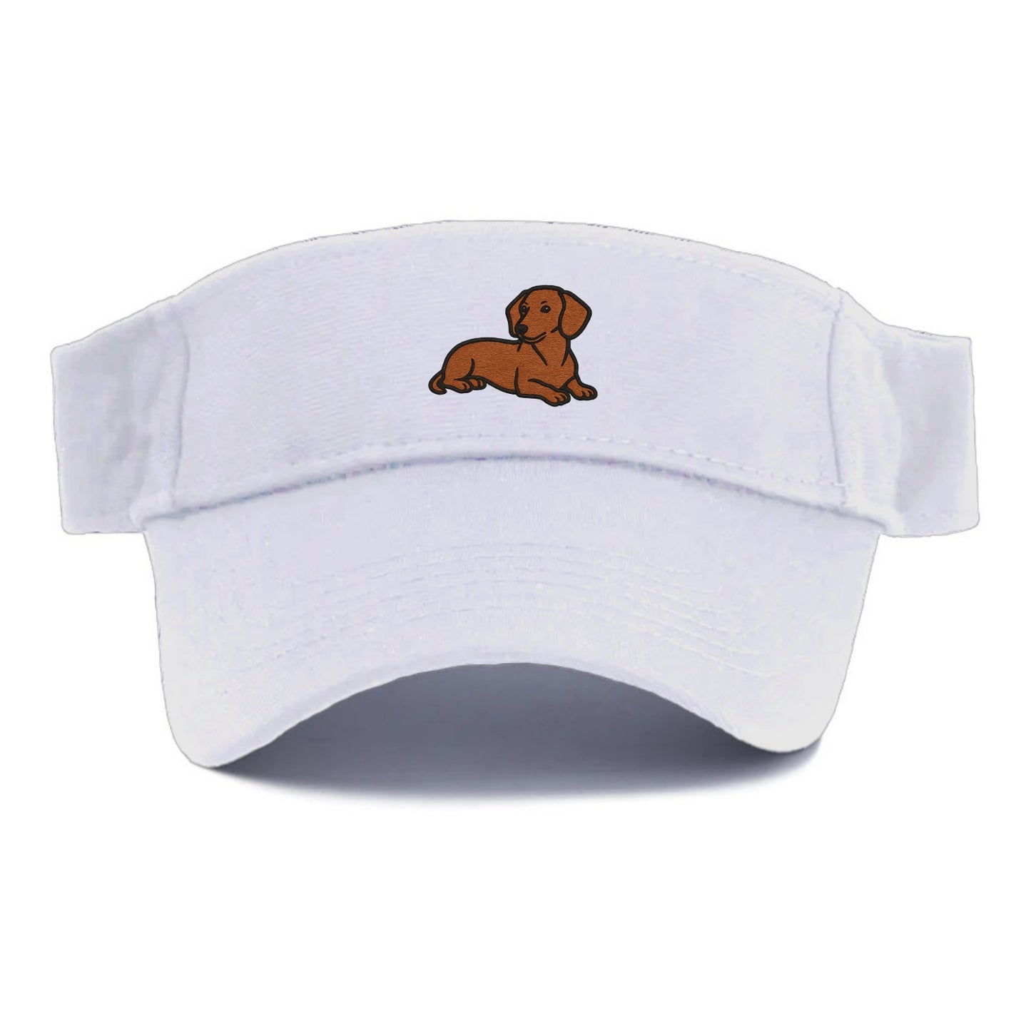 Dachshund - Red smooth relaxed lying dow Visor - White