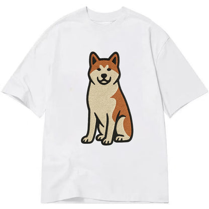 Akita - White and red sitting pose - Cla Classic T-shirt - White