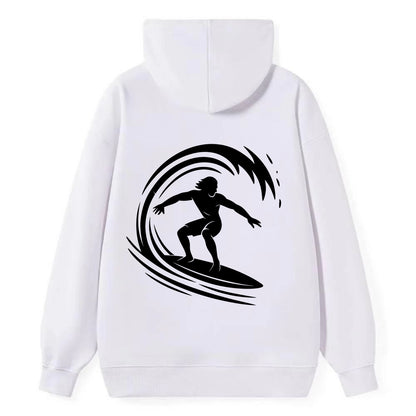 Hawaiian surfer riding big wave - Classic Pullover Hoodie - White