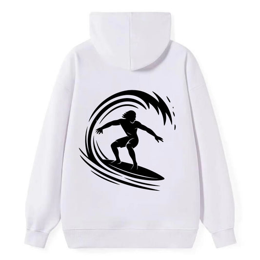 Hawaiian surfer riding big wave - Classic Pullover Hoodie - White