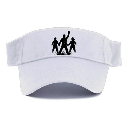 Human chain formation - unity and protection ink brushwork - Visor - White