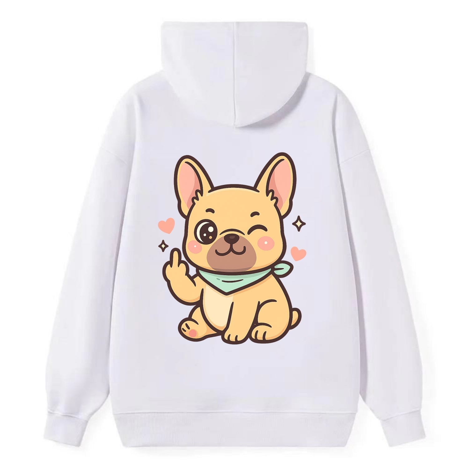 French Bulldog sitting with bat ears up, strong paw with sass - Classic Pullover Hoodie - White