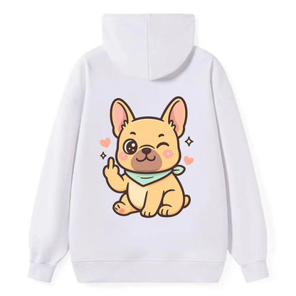 French Bulldog sitting with bat ears up, strong paw with sass - Classic Pullover Hoodie - White