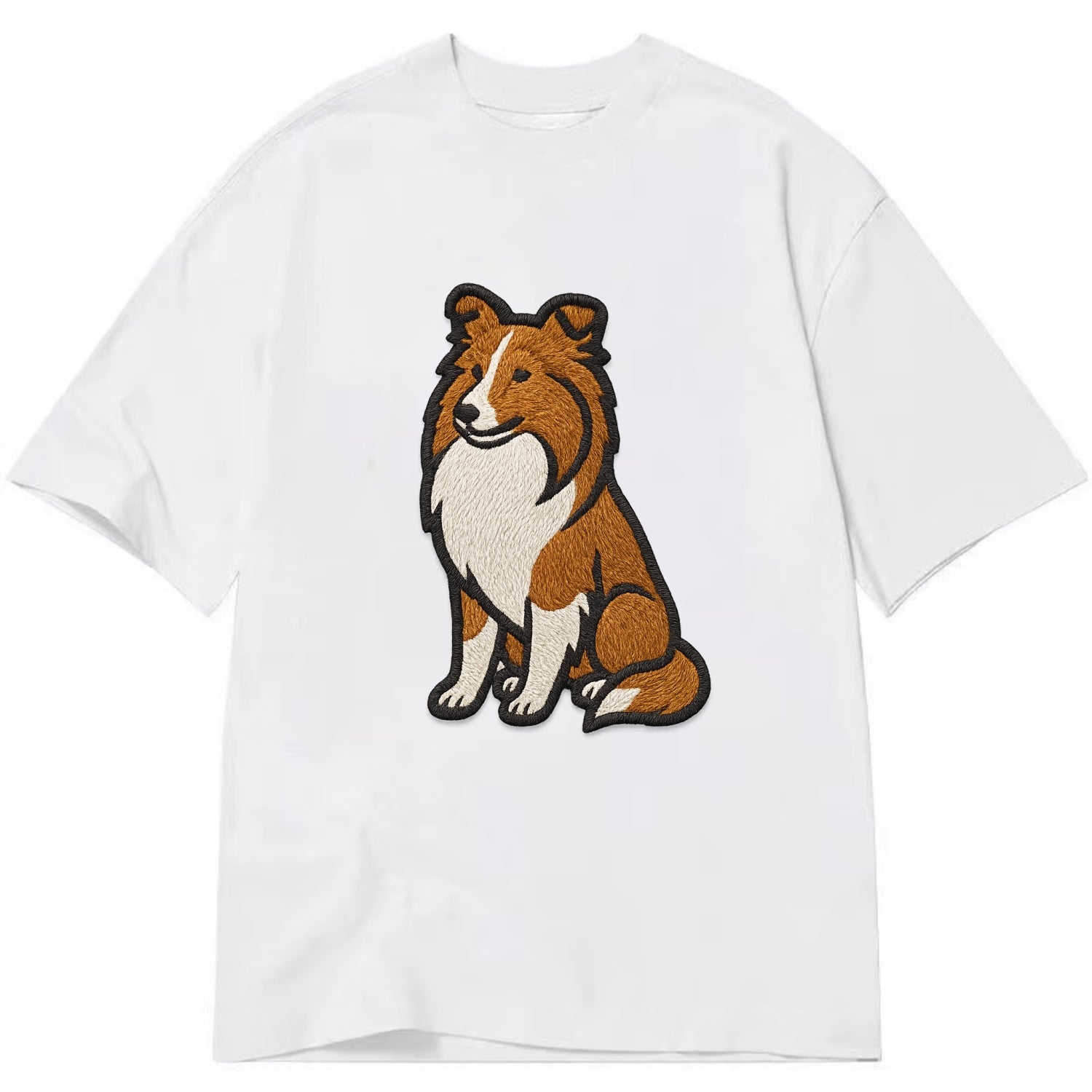 Shetland Sheepdog - Sable and white embr Classic T-shirt - White
