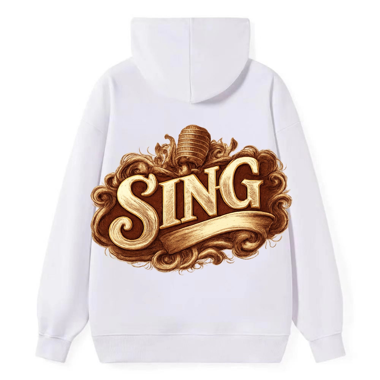 Bold typography design - "SING" - vocal expression, musical soul - Classic Pullover Hoodie - White