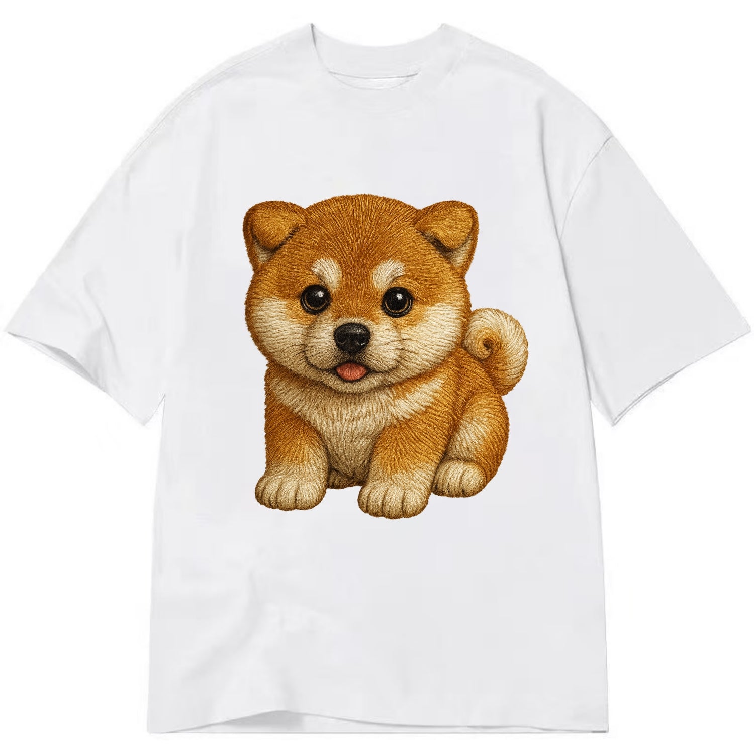 Baby Akita Puppy - fluffy bear-like, curled tail, dignified eyes, front-facing, - Classic T-shirt - White