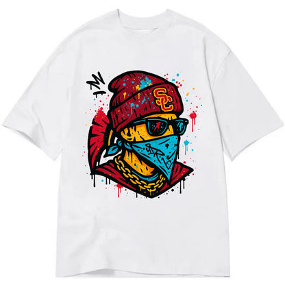 Los Angeles Trojan wearing USC beanie with SC patch - Classic T-shirt - White