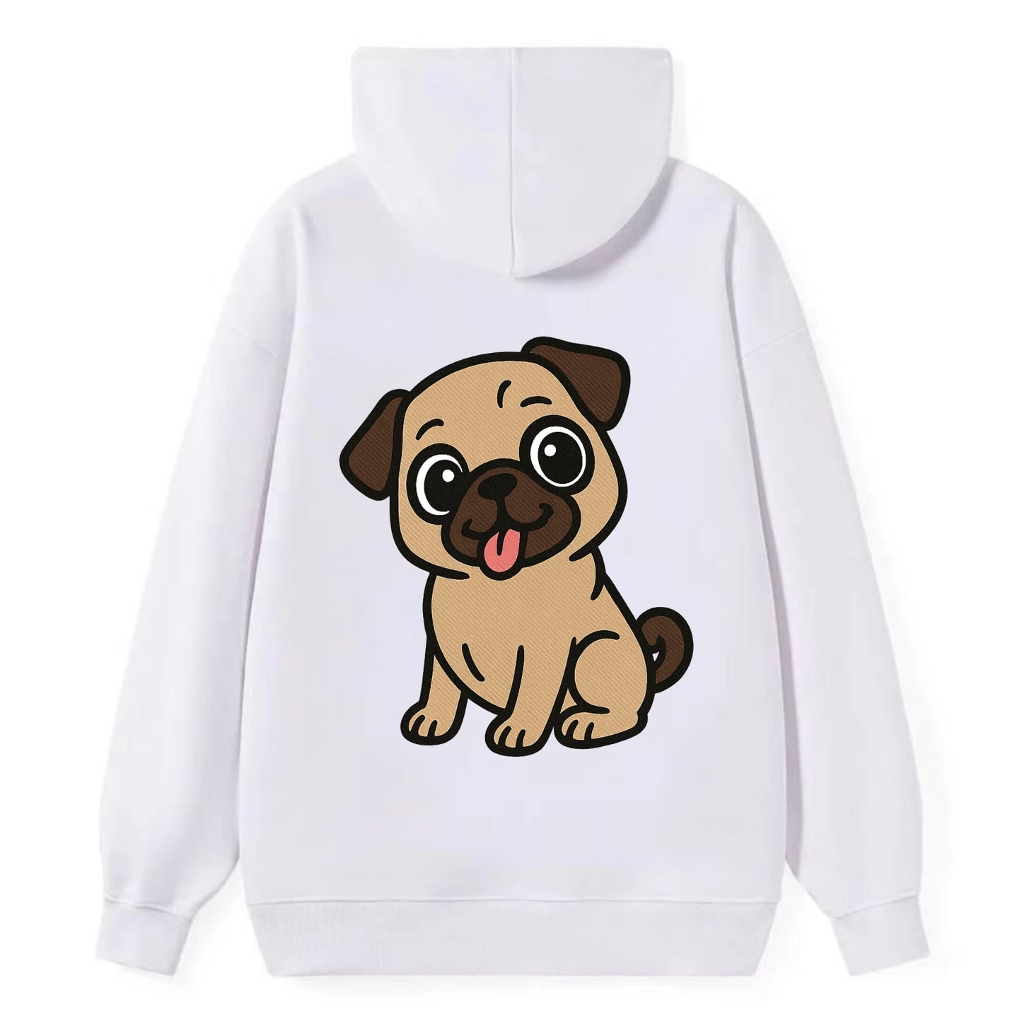Pug - Tilted head with tongue out - Classic Pullover Hoodie - White