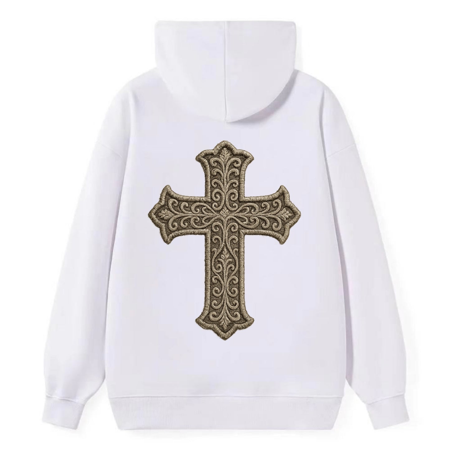 Filigree Cross  - Classic Pullover Hoodie - White