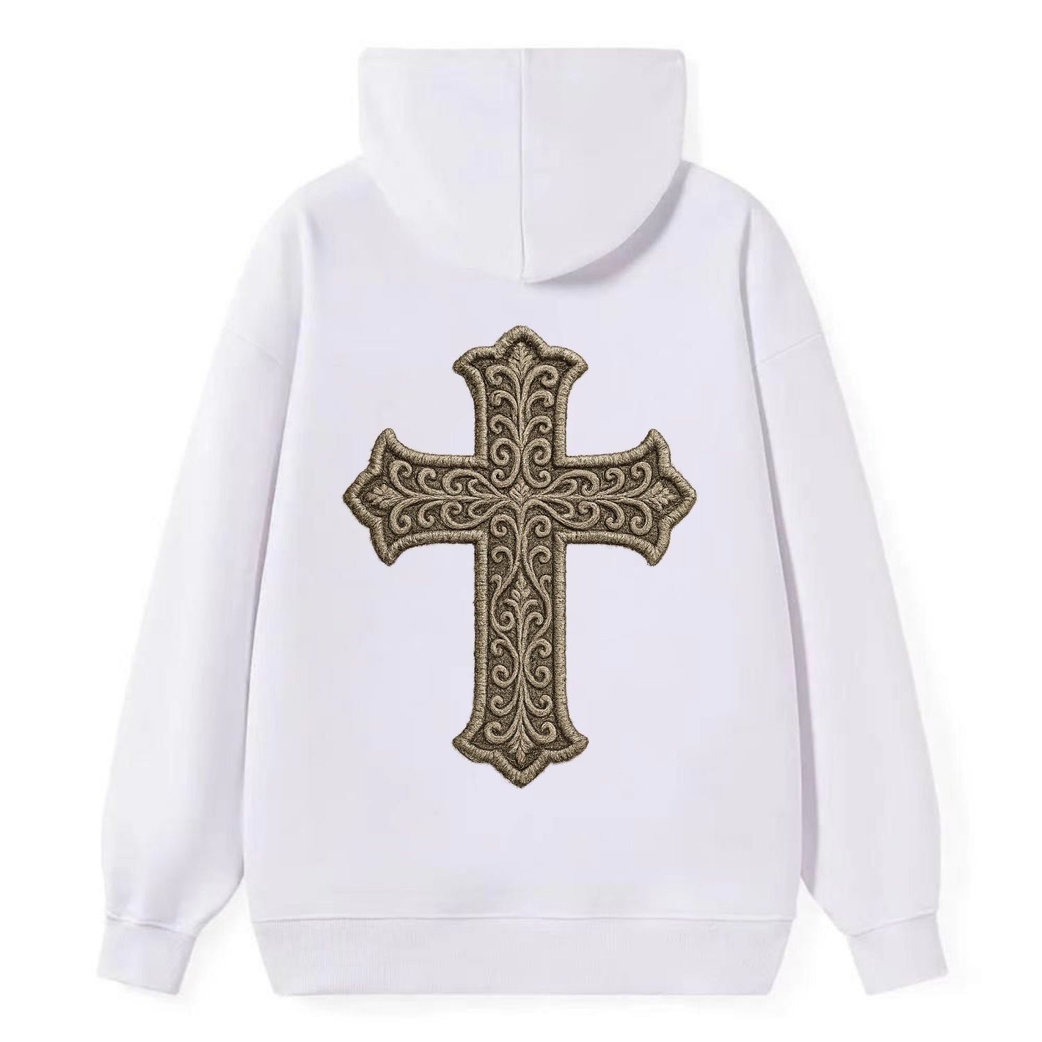 Filigree Cross  - Classic Pullover Hoodie - White